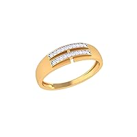 Jiana Jewels 0.11 Cttw (G-H Color, VS2-SI1 Clarity) Lab Grown Diamond Engagement Ring Set In YellowGold Plated Silver For US Ring Size 4-13