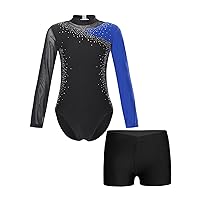 Leotards for Girls Gymnastics Outfits with Booty Shorts Sparkle Ballet Dance Bodysuit Kids Tumbling Outfit Tracksuit