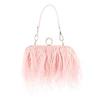 Fluffy Ostrich Feather Tote Bags for Women Feather Evening Clutch Purse Bags Banquet Wedding Shoulder Handbags