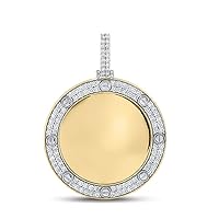 The Diamond Deal 10kt Yellow Gold Mens Round Diamond Mirror Circle Charm Pendant 2 Cttw
