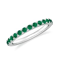Natural Emerald Semi Eternity Band for Women Girls in Sterling Silver / 14K Solid Gold/Platinum