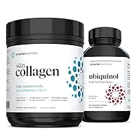 Smarter Skin Collagen - Triple Action Formula for Vibrant, Healthy Skin + Smarter Ubiquinol - Plant-Based Active CoQ10 for Heart, Liver, & Brain Health