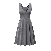 Women's Casual Dress Floral Print Outdoor Home Sleeveless Slim T Shirt Dress Womens Dresses(Grey #7,XX-Large