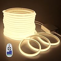 65.6FT COB Led Strip Lights Outdoor Waterproof 20M Dimmable LED Rope Light with Remote AC 110V~120V Cuttable Flexible COB Light Strip Warm White 3000K for Garden Building Commerical Decor