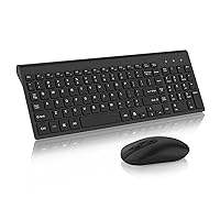 cimetech Wireless Keyboard and Mouse Combo, Compact Full Size Wireless Computer Keyboard and Mouse Set 2.4G Ultra-Thin Sleek Design for Windows, Computer, Desktop, PC, Notebook - Black