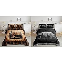 Castle Fairy Bear Lodge Cabin Comforter Set King Size (2 Comforter + 4 Pillowcases) 6 Pcs