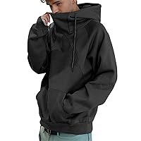 Mens Mask Hoodies Hip Hop Oversize Pullover Solid Color Hooded Sweatshrits For Men Fall Streetwear Y2K Hoodies