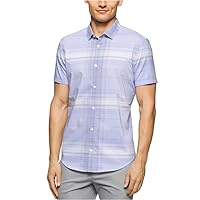 Calvin Klein Mens Dobby-Twill Button Up Shirt, Purple, 2XLT