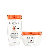 KERASTASE Nutritive Satin Riche Shampoo & Masquintense Riche Mask Set | Cleanses & Deeply Replenishes Moisture | With Plant-Based Proteins & Niacinamide | For Medium to Thick to Dry Hair | 8.5 Fl Oz