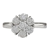 1.15 Carat Natural Diamond (F-G Color, VS1-VS2 Clarity) 14K White Gold Flower Engagement Ring for Women Exclusively Handcrafted in USA