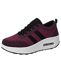 Fheaven Women Mesh Casual Outdoor Sport Shoes Runing Lace-Up Shoes Colorful Soled Sneakers