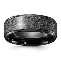 Titanium Polished Laser-cut Center Black IP-plated 8 mm Band for Mens Size 8 to 13