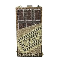 Fashion Culture Golden Ticket Chocolate Bar Crystal Box Clutch Crossbody, Multi