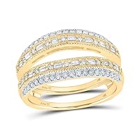 The Diamond Deal 14kt Yellow Gold Womens Baguette Diamond Wrap Enhancer Wedding Band 1/2 Cttw
