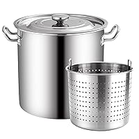 Home Stainless Steel Crawfish Seafood Stockpot - w/Strainer Basket & Lid for Steam and Boiling Deep Frying,30 * 30cm (40 * 40cm)