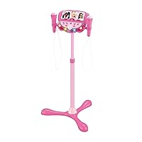 LEXIBOOK Barbie S160BB Light Up Speaker on Stand for Kids, Music Game, Height Adjustable, Light Effects, 2 Microphones Included, MP3 Port, Aux-in Port, Pink