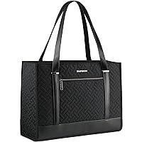 EMPSIGN Laptop Tote bag for women 16 Inch, Stylish Computer Shoulder Tote Bag for Work, Large Capacity Quilted Laptop Briefcase, Waterproof Women Business Office Bag, Quilted Black