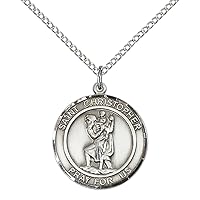 Sterling Silver St. Christopher Pendant with 18