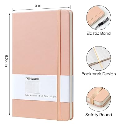 RETTACY Blank Notebook Spiral 3 Pack - A5 Unlined Notebook with Clear Hardcover,100GSM Thick Paper,480 Pages Total,5.7x 8.3