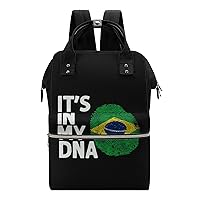 It's in My DNA Brazil Flag1 Multifunction Diaper Bag Backpack Large Capacity Travel Back Pack Waterproof Mommy Bags