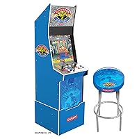 Arcade1Up Street Fighter II Champion Edition Big Blue Cabinet Style Arcade Machine w/ 12 Games, Coinless Operation, Light-Up Marquee, WiFi, and Stool