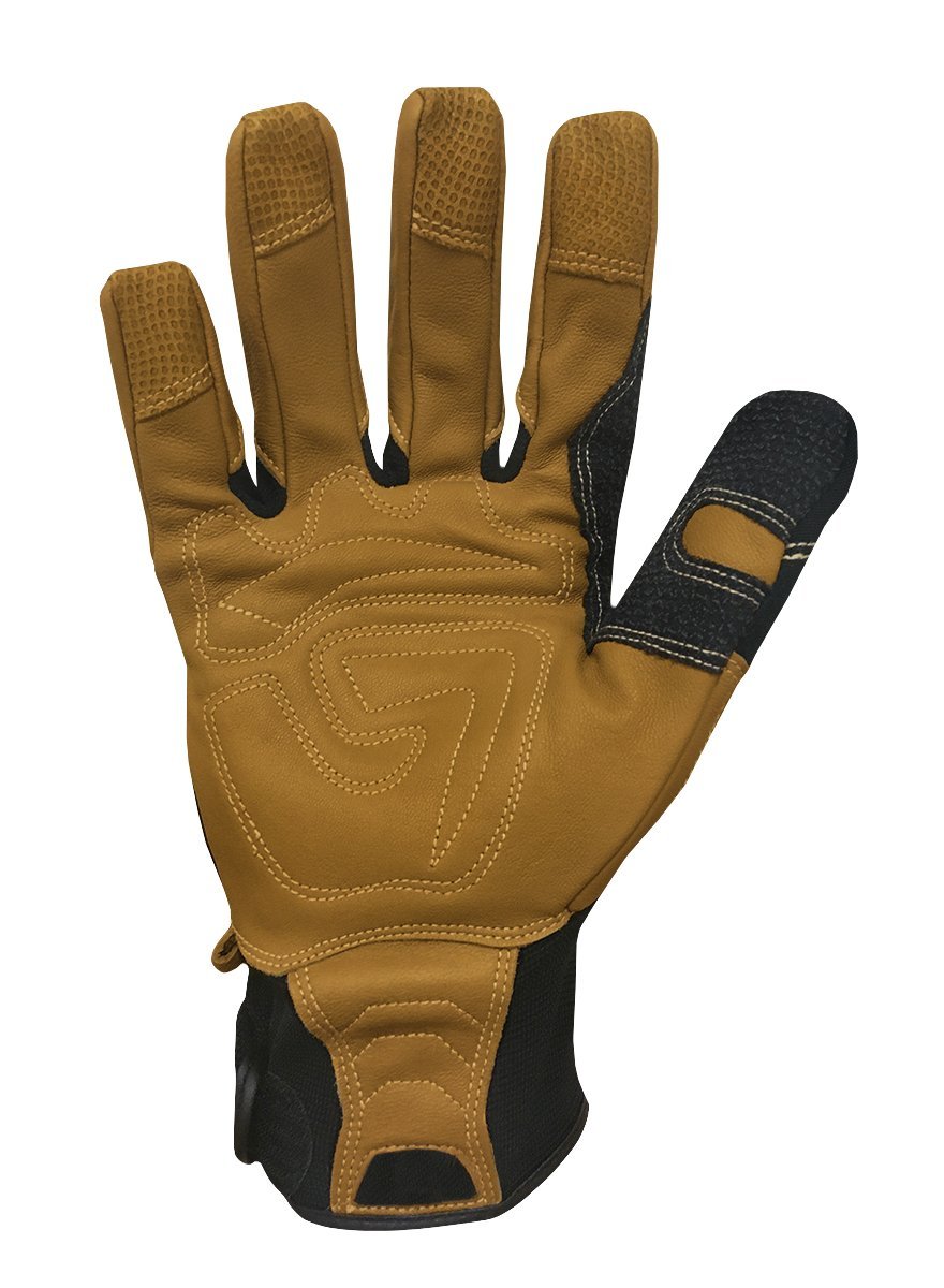 Ironclad Ranchworx Work Gloves RWG2, Premier Leather Work Glove, Performance Fit, Durable, Machine Washable, (1 Pair), RWG2-04-L,Brown/Black
