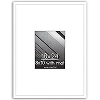 Americanflat 18x24 Poster Frame in White - Use as 8x10 Picture Frame with Mat or 18x24 Frame Without Mat - Thin Border Photo Frame with Plexiglass Cover - Vertical or Horizontal Wall Display