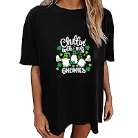 Sequin Tops for Women Long Sleeve Black St. Patrick's Day Women's Casual Short Sleeve Crewneck Letter Printed