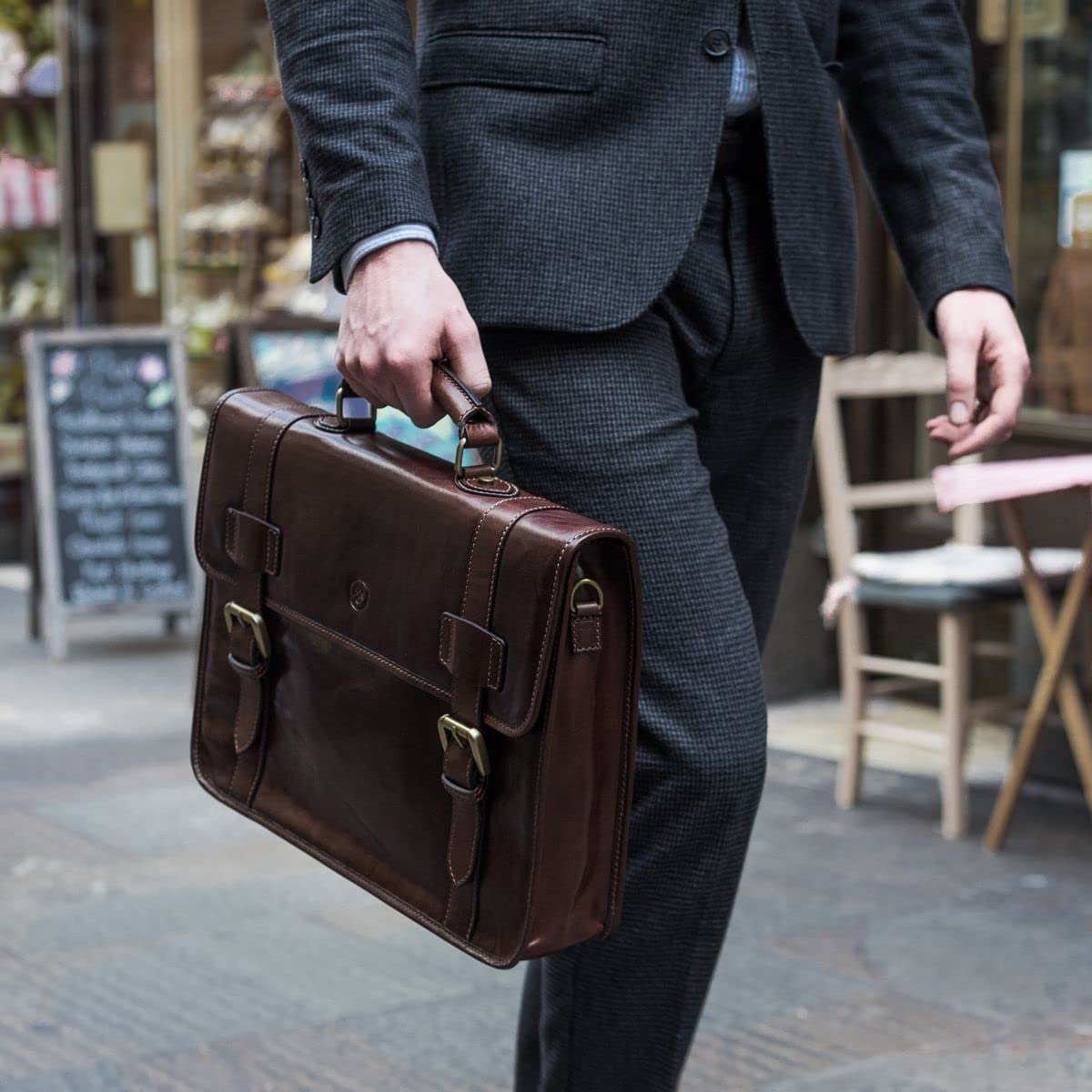 Personalized Maxwell Scott | The Micheli | Leather Briefcase | Fine Quality, Genuine Leather Goods | Made In Italy | Male