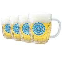 Best Dad Ever Beer Mugs Gifts: 20oz Plastic Drinking Glasses for Fathers Day Birthday - BPA Free (4Pack)