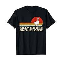 Silly Goose On The Loose Funny Saying Funny Cute Goose Retro T-Shirt
