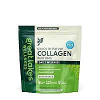 Great Lakes Wellness Collagen Peptides Powder for Skin Hair Nail Joints - Unflavored - Quick Dissolve Hydrolyzed, Non-GMO, Keto, Paleo, Gluten-Free, No Preservatives - 4 lb. Value Pouch