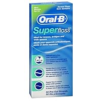 Oral-B Super Floss Mint Dental Floss Pre-Cut Strands 50 ea (Pack of 6)