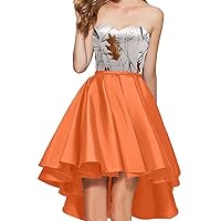 Dance Prom Dresses Satin and Camo Bridesmaid Gowns High Low