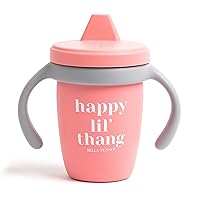 Bella Tunno Happy Sippy Cup – Transition Sippy Cups for Baby 6 Months and Older, Baby and Toddler Sippy Cups with Removable Handles and Non-Toxic, BPA Free Silicone, Happy Lil Thang, 8 oz