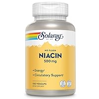 SOLARAY Title No Flush Niacin 500mg, Flush-Free Vitamin B3 Niacin, Energy and Circulatory System Support, Vegan, Lab Verified, 60-Day Money-Back Guarantee, 100 Servings, 100 VegCaps