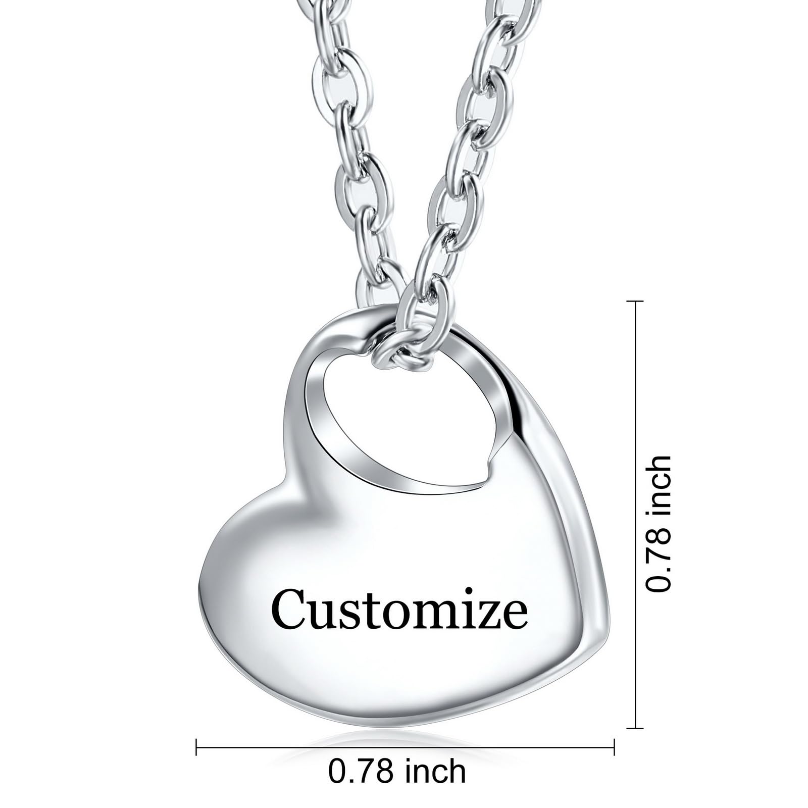 INBLUE Cremation Heart Urn Necklace for Ashes Urn Jewelry, Forever in My Heart for Dad Mom Customized Stainless Steel Keepsake Pendant Memorial Locket for Women Men with Filling Kit