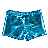 Body Wrappers 700 Print Hot Shorts (Girls 8-10, Celestial Turquoise)