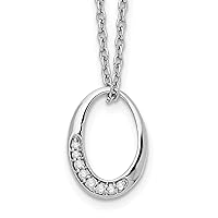Sterling Silver Rhodium-plated White Ice .05 ct Diamond Oval Necklace