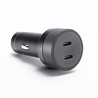 mophie 60W Dual USB-C Car Charger, Universal AUX Compatibility, LED Indicator, Fast Charging, Multi-Device