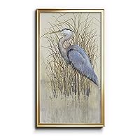 Renditions Gallery Wading II 24x44 inches Gold Framed Egret Bird Canvas Wall Art Animal Pictures Watercolor Prints for Bathroom, Living Room, Kitchen Wall Decoration