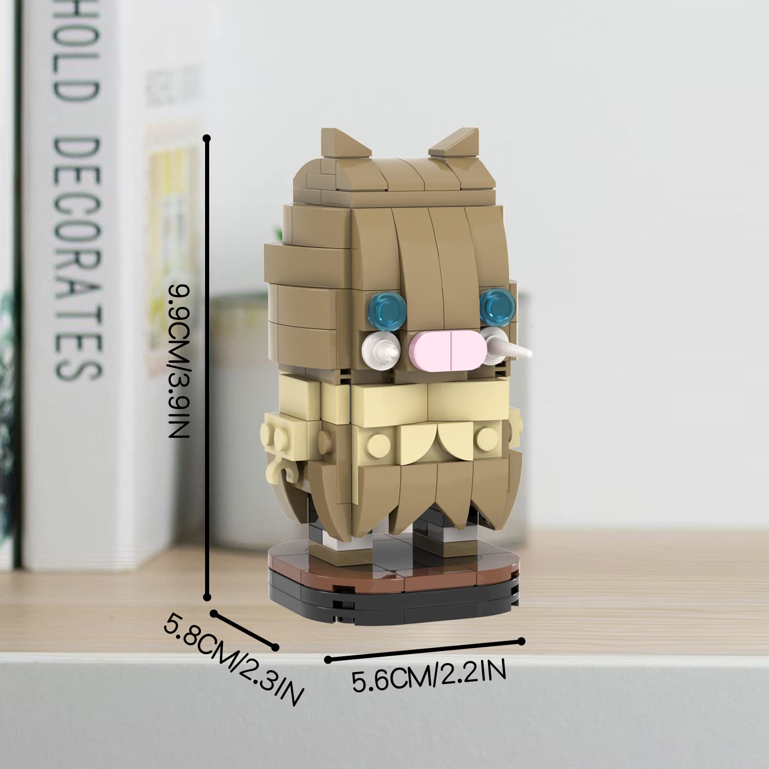 MOOXI-MOC Anime Demon Slayer Brick Mini Headz Hashibira Inosuke Building Set,Creative Cute Building Blocks Children Kits,Gifts for Kids(171pcs)