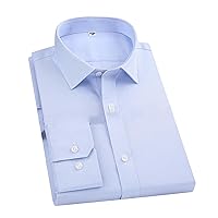 Men's Classic Long Sleeve Striped Dress Shirt Non Iron Formal Business Social Button-Up Luxury Cotton Shirts