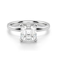 Kiara Gems 1.80 CT Asscher Moissanite Engagement Ring Wedding Bridal Ring Set Solitaire Halo Style 10K 14K 18K Solid Gold Sterling Silver Anniversary Promise Ring Gift