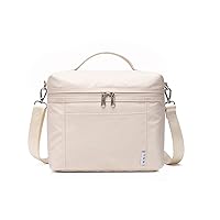 NOL Natural Organic Lifestyle Insulated Lunch Bags for Women Cooler Bag Lightweight Nylon Waterproof Lunch Box For Work (Small, Cream)