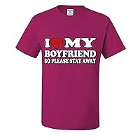 I Heart My Boyfriend So Please Stay Away Couples Mens T-Shirts