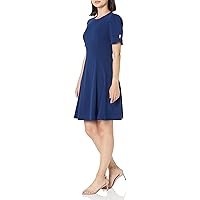 DKNY Women's Button Sleeve Fit and Flare