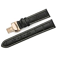 iStrap Leather Watch band -Alligator Grain Embossed Pattern Calfskin Replacement Strap-Stainless Steel Deployment Buckle with Push Buttons-Bracelet for Men Women-18mm 19mm 20mm 21mm 22mm 24mm