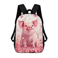 Cute Cartoon Piggy 17 Inch Backpack Adjustable Strap Laptop Backpack Double Shoulder Bags Purse for Hiking Travel Work