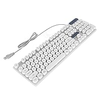 MAVIS LAVEN Gaming Keyboard, Ergonomic Waterproof USB Connection Office Keyboard Wired Breathing Backlit Round Keycaps 104 Keys for Laptop (Punk White)